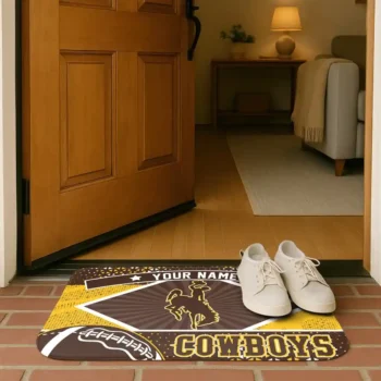 customized wyoming cowboys football crest brown black doormat fashion forward