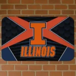 Illinois Fighting Illini Techno Camo Blue Black Doormat