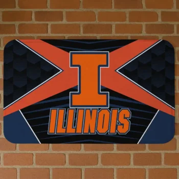 Illinois Fighting Illini Techno Camo Blue Black Doormat