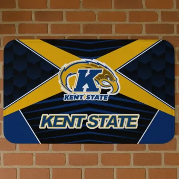 Kent State Golden Flashes Techno Camo Navy Blue Black Doormat