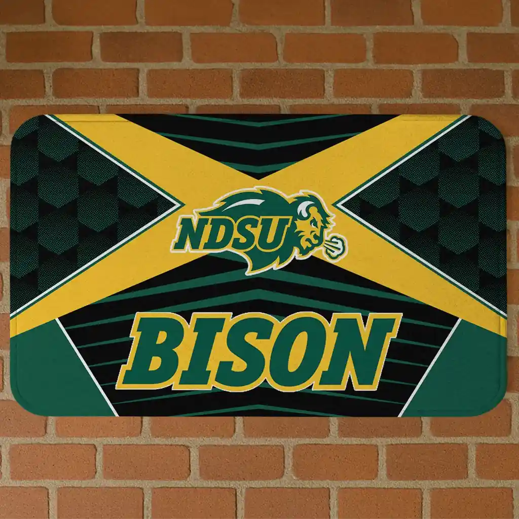 north-dakota-state-bison-techno-camo-green-black-doormat-best-selling.webp north dakota state bison techno camo green black doormat best selling