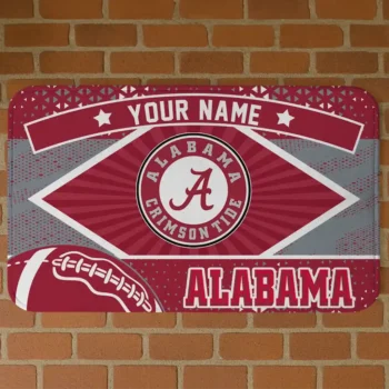 Personalized Alabama Crimson Tide Football Crest Crimson Black Doormat