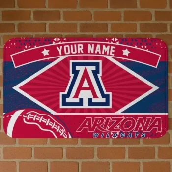 Personalized Arizona Wildcats Football Crest Red Black Doormat