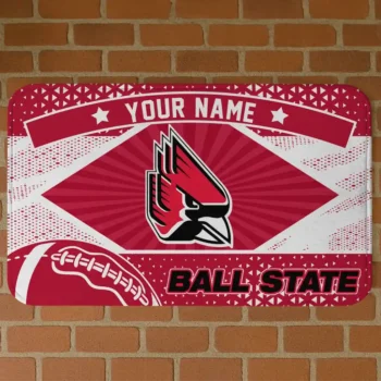 Personalized Ball State Cardinals Football Crest Red Black Doormat