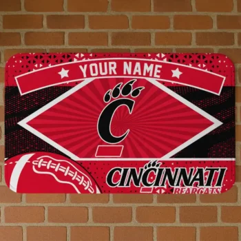 Personalized Cincinnati Bearcats Football Crest Red Black Doormat