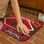 personalized-cornell-big-red-football-crest-red-black-doormat-best-selling.webp
