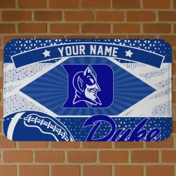 Personalized Duke Blue Devils Football Crest Blue Black Doormat