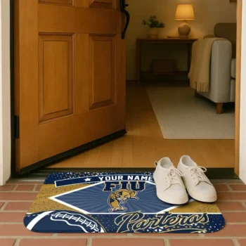 personalized fiu panthers football crest blue black doormat fashion forward