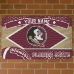 Personalized Florida State Seminoles Football Crest Garnet Black Doormat