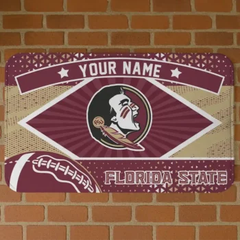 Personalized Florida State Seminoles Football Crest Garnet Black Doormat