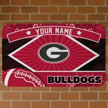 Personalized Georgia Bulldogs Football Crest Red Black Doormat