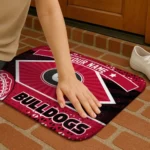 personalized-georgia-bulldogs-football-crest-red-black-doormat-best-selling.webp