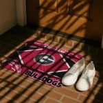personalized-georgia-bulldogs-football-crest-red-black-doormat-best-selling.webp