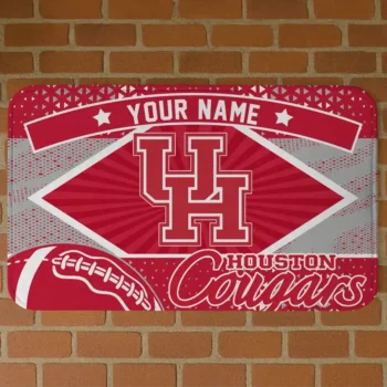 Personalized Houston Cougars Football Crest Red Black Doormat