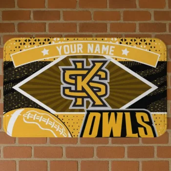 Personalized Kennesaw State Owls Football Crest Gold Black Doormat