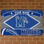 Personalized Memphis Tigers Football Crest Blue Black Doormat