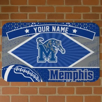 Personalized Memphis Tigers Football Crest Blue Black Doormat