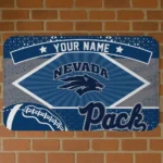Personalized Nevada Wolf Pack Football Crest Blue Black Doormat