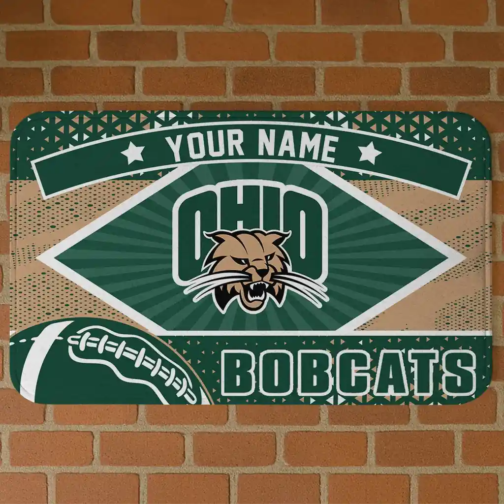 personalized-ohio-bobcats-football-crest-green-black-doormat-best-selling.webp personalized ohio bobcats football crest green black doormat best selling