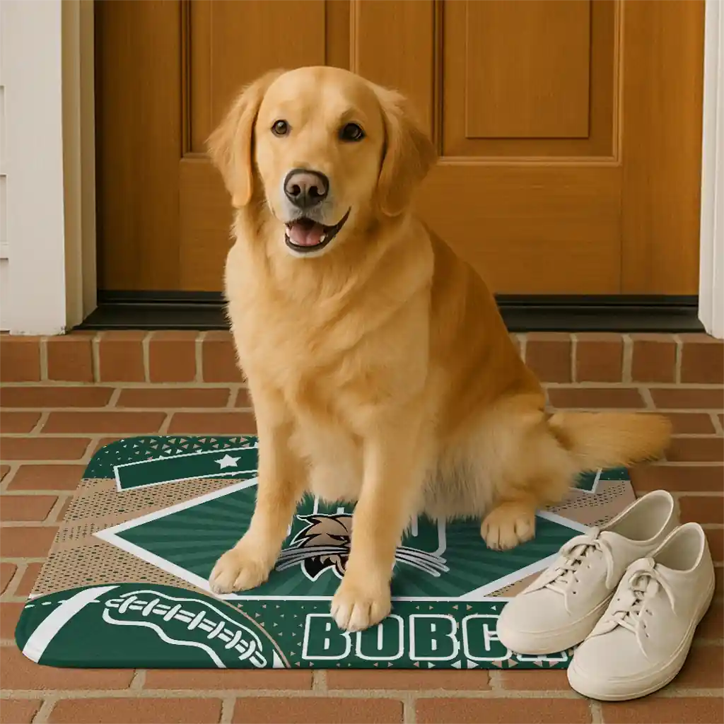 personalized-ohio-bobcats-football-crest-green-black-doormat-high-quality.webp