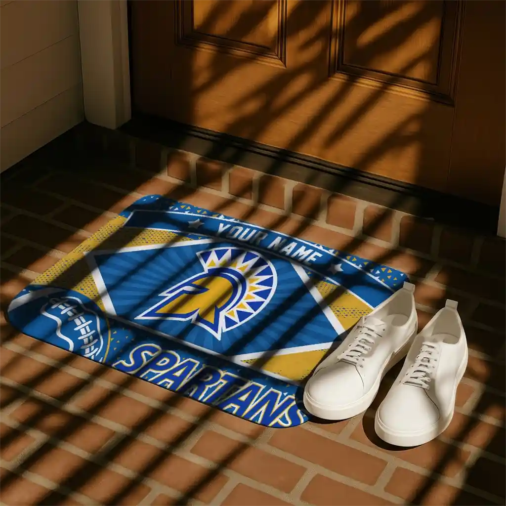 personalized-san-jose-state-spartans-football-crest-blue-black-doormat-trendy.webp