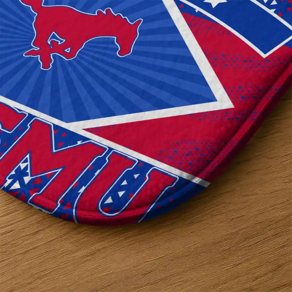 personalized-smu-mustangs-football-crest-blue-black-doormat-latest-model.webp