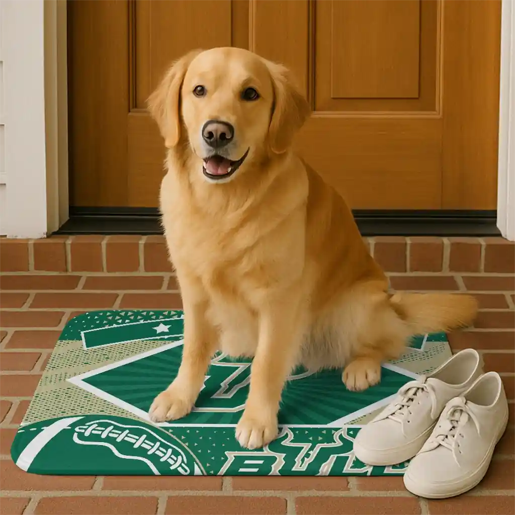 personalized-south-florida-bulls-football-crest-green-black-doormat-high-quality.webp