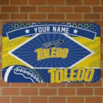 Personalized Toledo Rockets Football Crest Blue Black Doormat