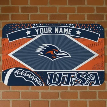 Personalized UTSA Roadrunners Football Crest Orange Black Doormat