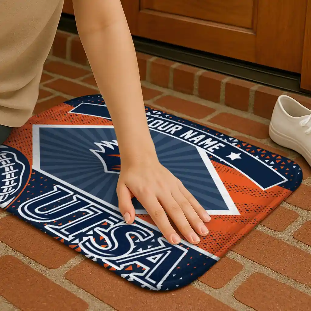 personalized-utsa-roadrunners-football-crest-orange-black-doormat-premium-grade.webp