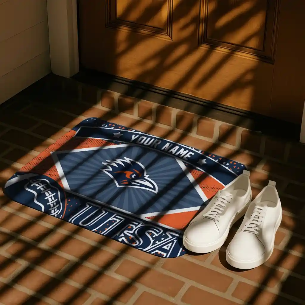 personalized-utsa-roadrunners-football-crest-orange-black-doormat-trendy.webp