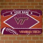 Personalized Virginia Tech Hokies Football Crest Maroon Black Doormat