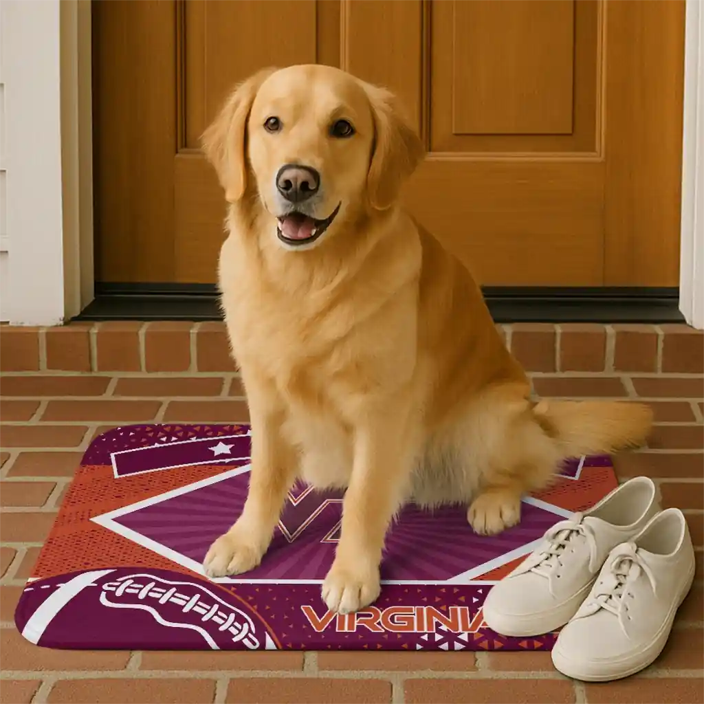 personalized-virginia-tech-hokies-football-crest-maroon-black-doormat-high-quality.webp