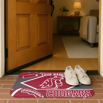 personalized washington state cougars football crest crimson black doormat fashion forward