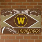 Personalized Western Michigan Broncos Football Crest Brown Black Doormat