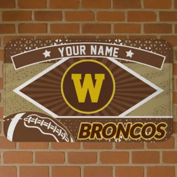 Personalized Western Michigan Broncos Football Crest Brown Black Doormat