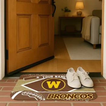 personalized western michigan broncos football crest brown black doormat fashion forward