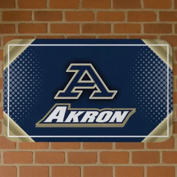 Akron Zips Silver Halftone Blue Doormat