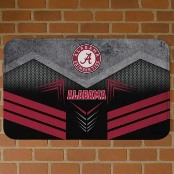 Alabama Crimson Tide Chevron Points Crimson Black Doormat