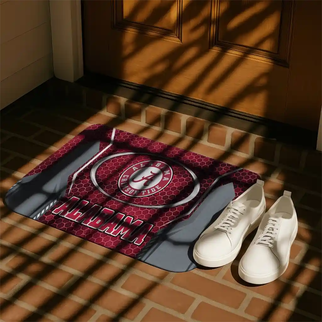 alabama-crimson-tide-hexagon-oval-crimson-doormat-trendy.webp