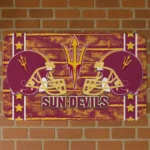 Arizona State Sun Devils Helmet Illustration Maroon Doormat