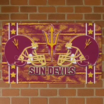 Arizona State Sun Devils Helmet Illustration Maroon Doormat
