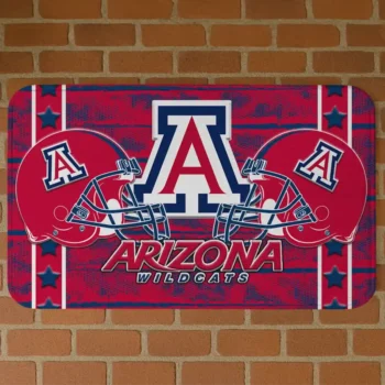 Arizona Wildcats Helmet Illustration Red Doormat