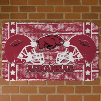 Arkansas Razorbacks Helmet Illustration Red Doormat