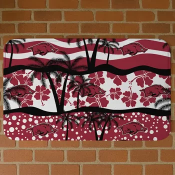 Arkansas Razorbacks Palm Silhouette Red Black Doormat