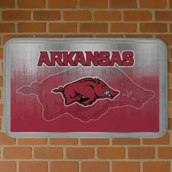 Arkansas Razorbacks Pixel Blur Red Doormat