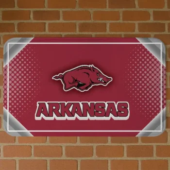 Arkansas Razorbacks Silver Halftone Red Doormat