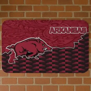 Arkansas Razorbacks Tribal Detailing Red Black Doormat