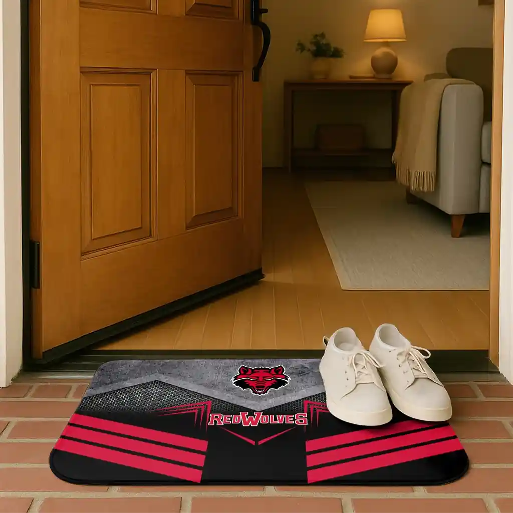 arkansas-state-red-wolves-chevron-points-scarlet-black-doormat-fashion-forward.webp