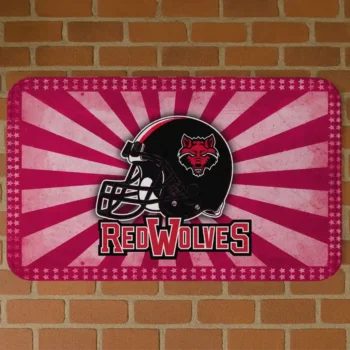 Arkansas State Red Wolves Helmet Centerpiece Scarlet Doormat
